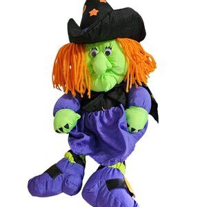 Vintage 1994 Stuffins Witch Plush Decor Nylon Polyester Fabric Parachute READ
